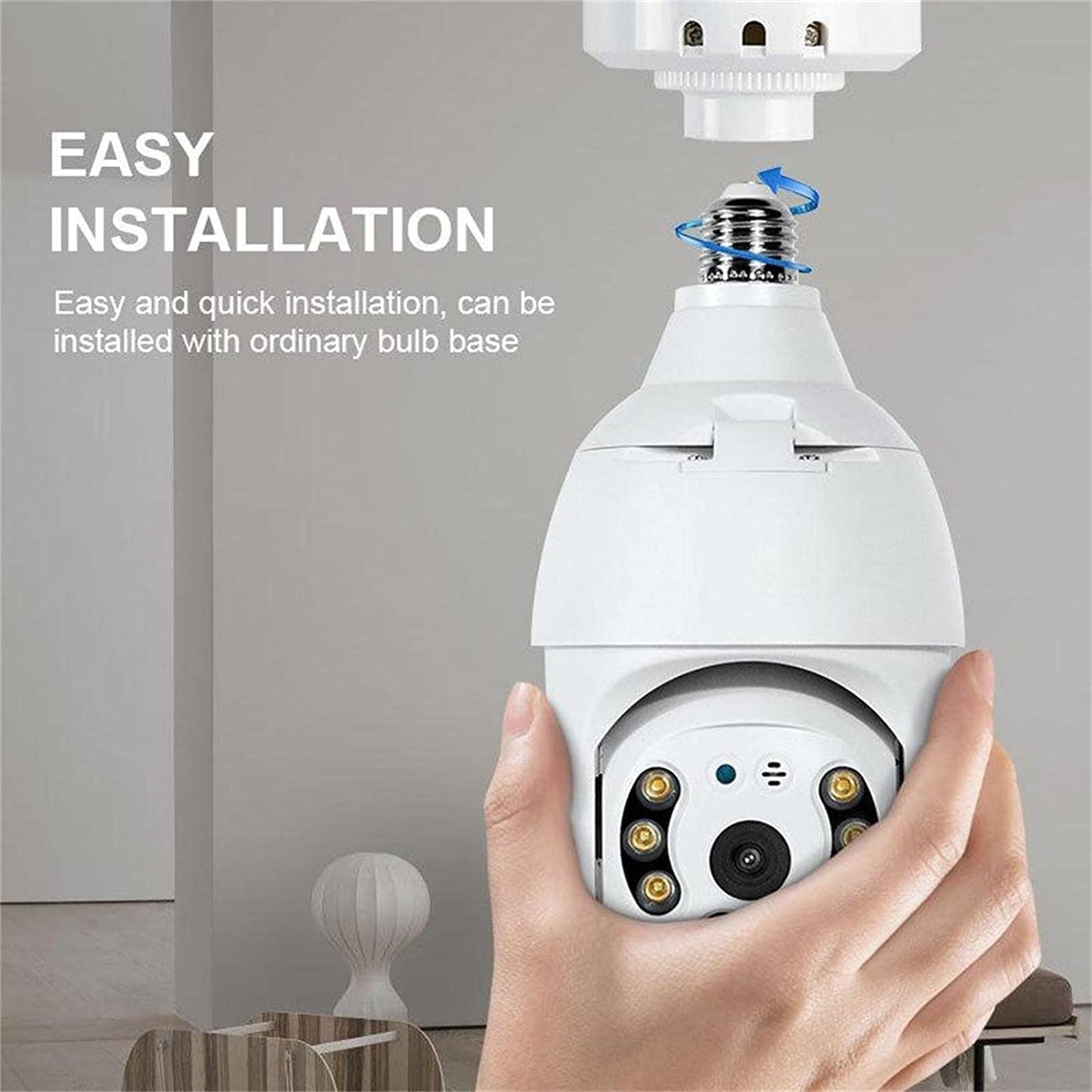 Wireless WiFi 1080p Light Socket Bulb Security Camera Floodlight Night Vision Motion Detection Two-Way Audio